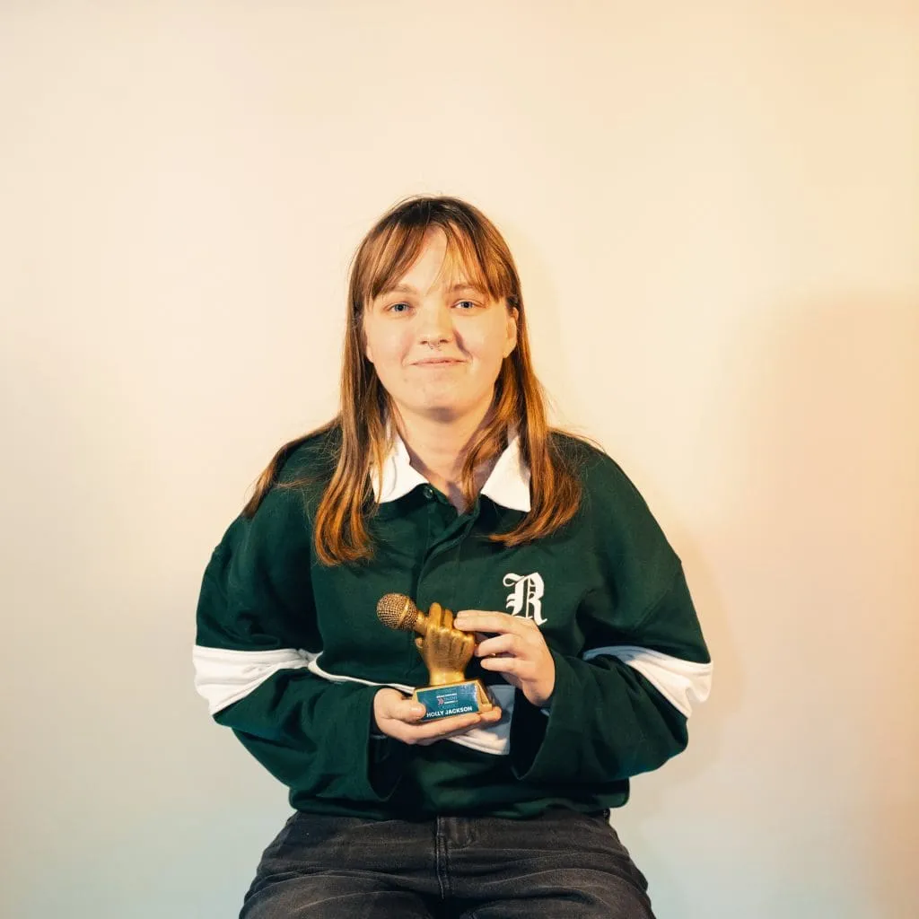 Holly with her Breakthrough Talent Award trophy